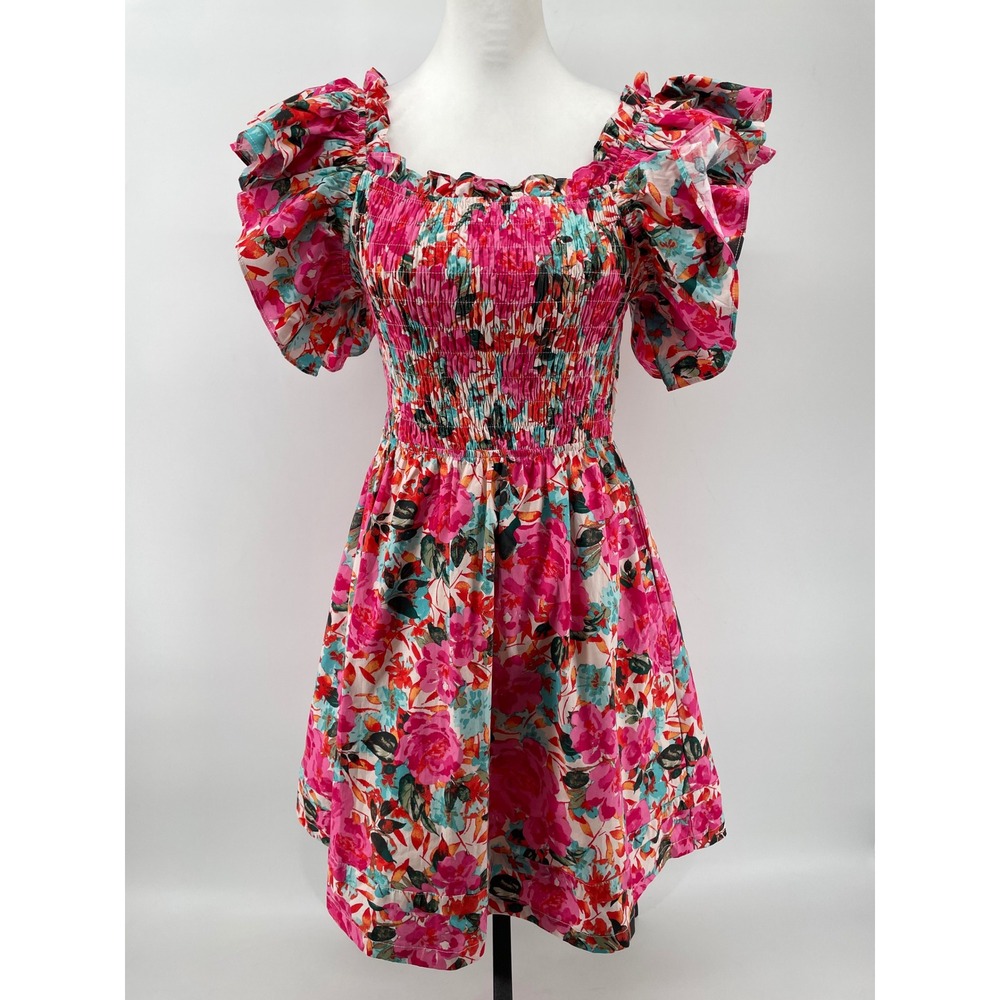 BuddyLove Kimber Ruffle‎ Mini Dress Womens Medium Pink Floral Garden Romantic